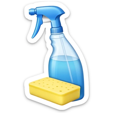 cleaning supplies with spray bottle and sponge sticker