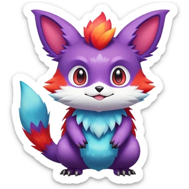 Colorful cute furry anthropomorphic painted Fakémon-Pokémon-creature sticker