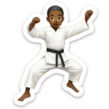 boy in karate ghee doing a jumping kick sticker