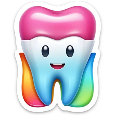 colorful dental app icon, tooth app with vibrant colors sticker