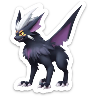 Edgy Cool Fluffy Shadow type Nargacuga-Noivern-Pokémon-fusion-cat Full Body sticker