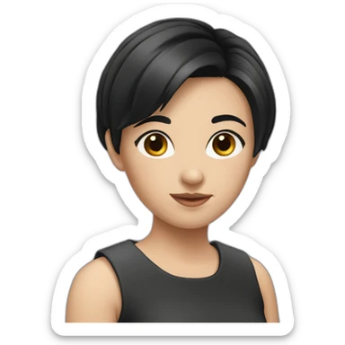European girl with black short hair sticker