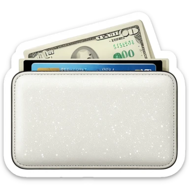 glitter white wallet with money and card sticker