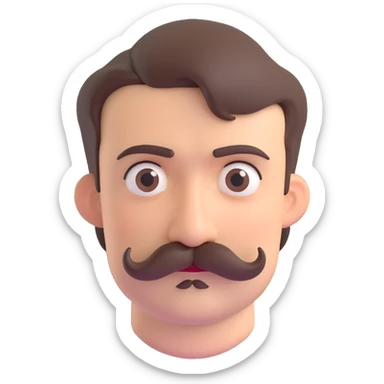 man with a moustache and short hair, neutral expression sticker