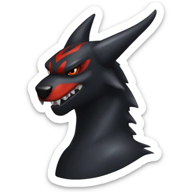 Black Cool Edgy Nargacuga-Houndoom-Garchomp Fakémon with Red Edgy markings sticker