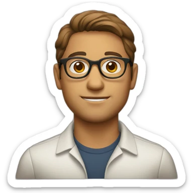 An Italian guy with brown glasses sticker