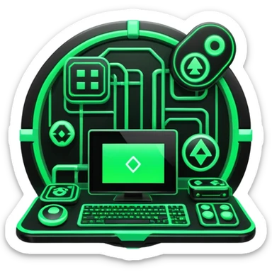 Modern Black And Green Cyber Gaming Aesthetic Scenery Deco sticker
