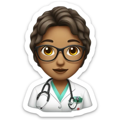 Girl doctor cute glasses with books  sticker