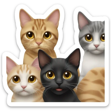 3 cats at a birthday party sticker