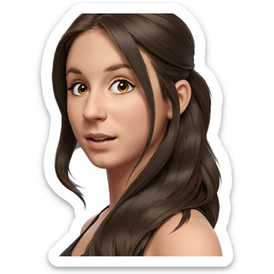girl with long brown hair sticker