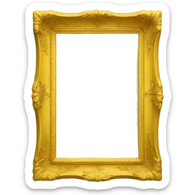An empty yellow art frame, decorated  sticker