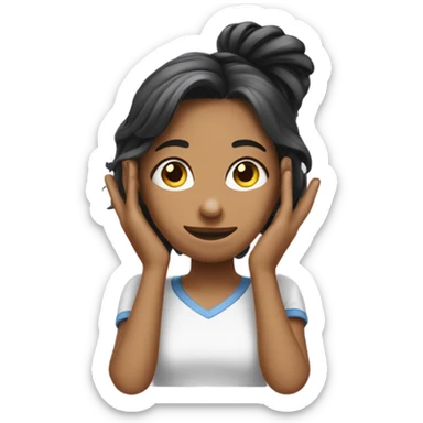 Girl tucks hair behind ear with a smirk sticker