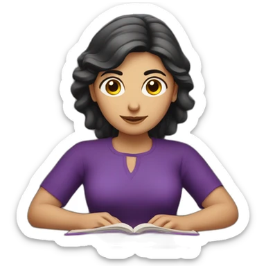 Armenian women with the purple clothes reading book and looking at camera sticker