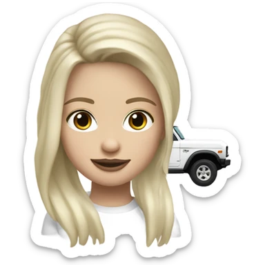 New white ford bronco with white girl balck hair sticker
