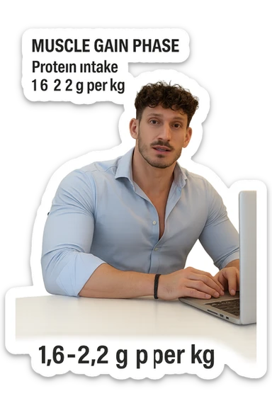 Uomo che imposta la sua fase di massa a proteine intorno 1.6 - 2.2g per kg sticker