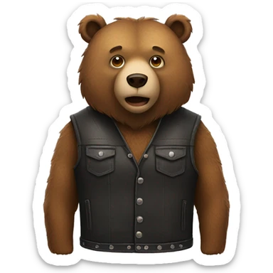 bear wearing a leather vest sticker
