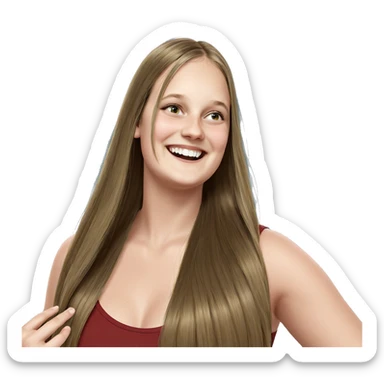 smiling girl with long hair sticker
