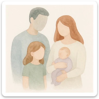 a family portrait, watercolor style sticker