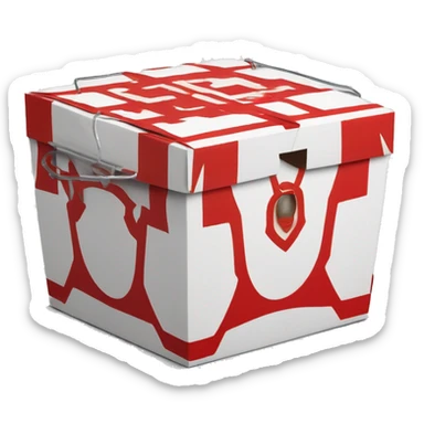 Red and white Chinese take out box with metal handle sticker