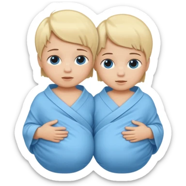 Twin swaddled babies in blue, short blonde hair sticker