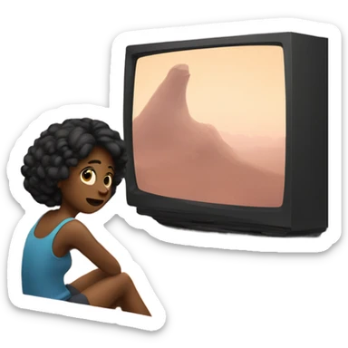 girl watching tv sticker