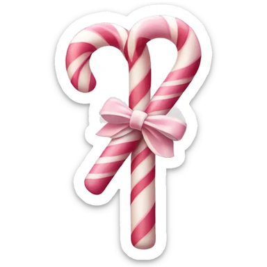 Pastel pink and white candy cane with bow  sticker