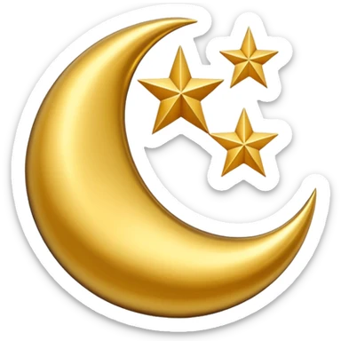 Star and Crescent emoji with black background and no face only star and crescent. sticker