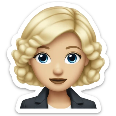 blonde girl blue eyes with chanel blazer sticker
