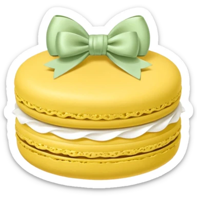 sage yellow macaron with white bow sticker