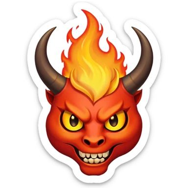 devil horn on fire logo sticker