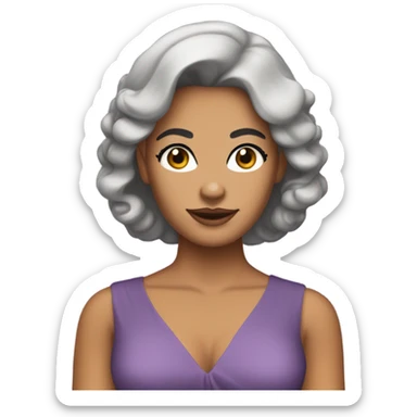 Tanned woman with black hair dressed in 1970s hair, makeup, and attire  sticker