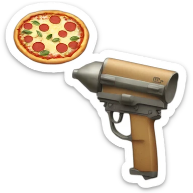A pizza with a bazooka sticker