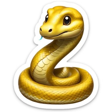 Cinematic Cute Anaconda Portrait Emoji, Head tilted playfully and inquisitively, with a sleek, shimmering body adorned with detailed scale patterns and round, sparkling eyes full of wonder, Simplified yet irresistibly adorable features, highly detailed, glowing with a warm, friendly jungle glow, high shine, affectionate and lively, stylized with a touch of whimsical reptilian charm, soft glowing outline, capturing the essence of a mischievous serpent that feels like it could slither out of the screen into your arms! sticker