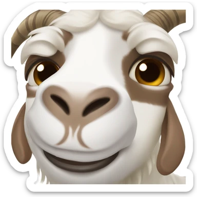A boer goat with a brown face but white around his eyes  sticker