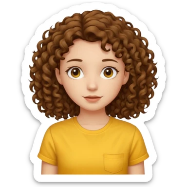 curly haired girl with yellow shirt sticker