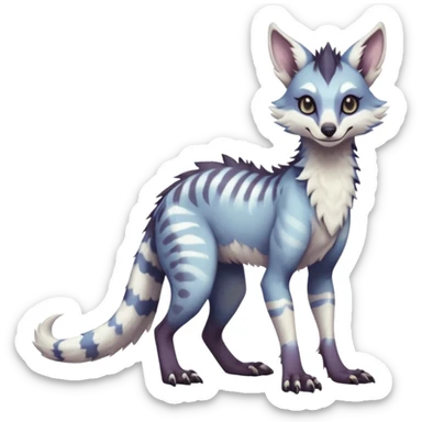 Feral Rare Fantasy dark pastel-white-gradients Vernid-Sergal-Genet-species by LiLaiRa, random markings, tufted ears, full body, 4 legs sticker