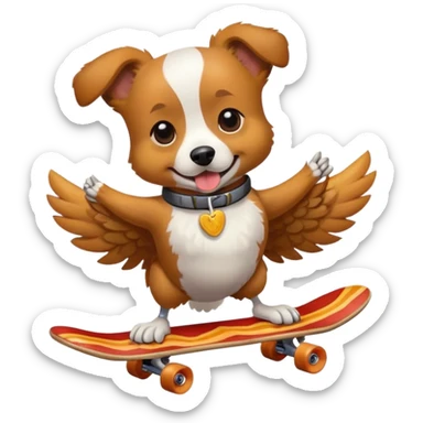 dog riding skateboard eating chicken wing sticker