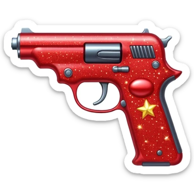 red glitter gun sticker