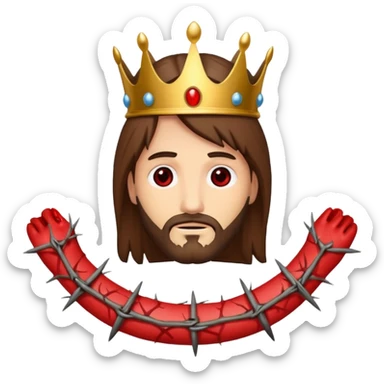 Christ on the cross with the crown of thorns and the blood on him sticker