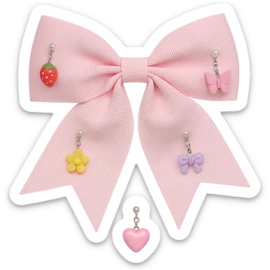 kpop bow with tiny charms and beads, cute and trendy, remove background sticker