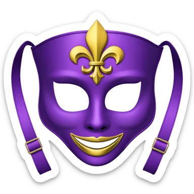 Louisiana themed ski mask with fleur-de-lis and Mardi Gras colors sticker