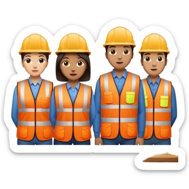 group of railway engineers mixed races and genders behind a table sticker