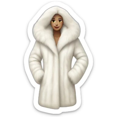 White fur coat sticker