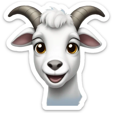 black and white goat no horns cute sticker