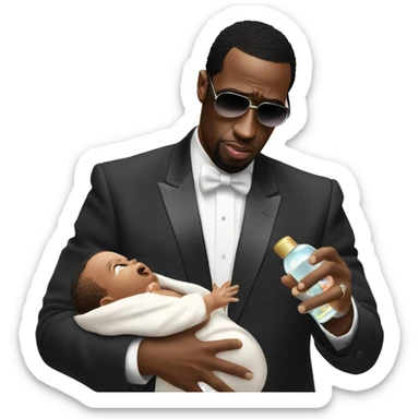 P Diddy holding baby oil sticker