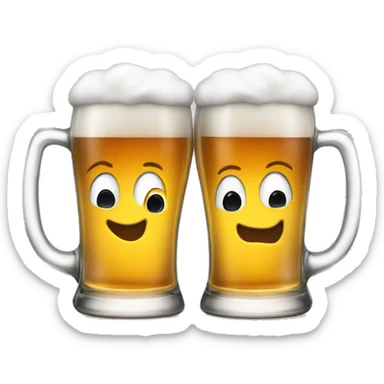 cute two beer mugs tapping  sticker