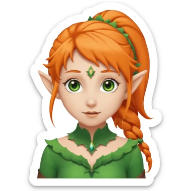 Orange Haired Elf, Elf girl with orange ponytail hair sticker