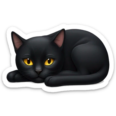 Black cat sleeping sticker