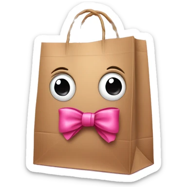 Realistic grocery bag with pink bow (without face) sticker