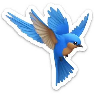 Bluebird flying sticker